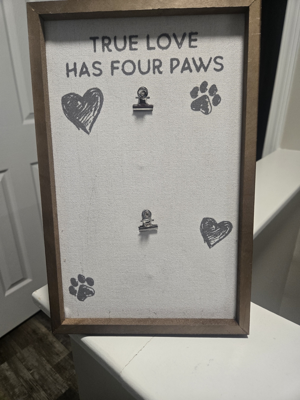 Pet Photo Display Frame - True Love Has Four Paws (Brown Frame, White Canvas)